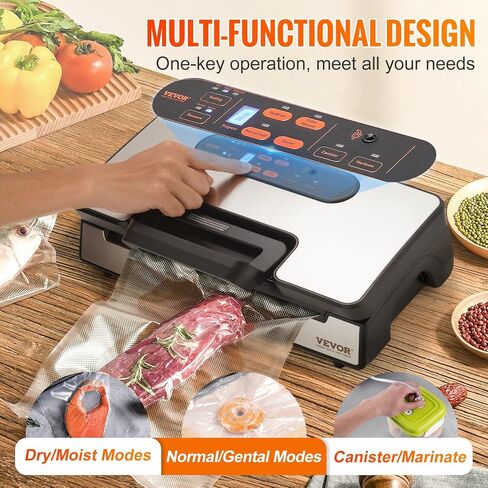 VEVOR 80Kpa Vacuum Sealer Machine,130W Powerful, Multifunctional for Dry and Moist Food Storage, Automatic and Manual Air Sealing System with Built-in Cutter in Saudi Arabia