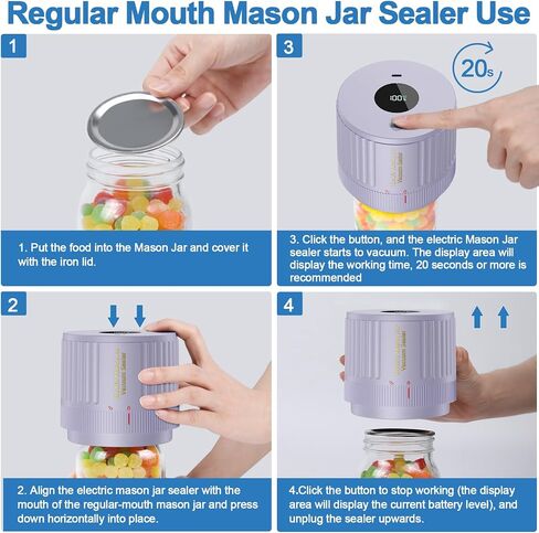 Electric Mason Jar Vacuum Sealer Kit for Wide Mouth and Regular Mouth Mason Jars in Saudi Arabia