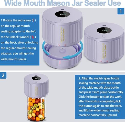 Electric Mason Jar Vacuum Sealer Kit for Wide Mouth and Regular Mouth Mason Jars in Saudi Arabia