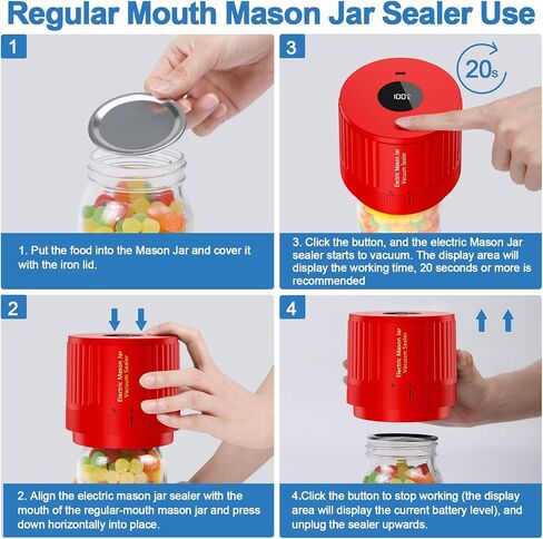 Electric Mason Jar Vacuum Sealer Kit for Wide Mouth and Regular Mouth Mason Jars in Saudi Arabia