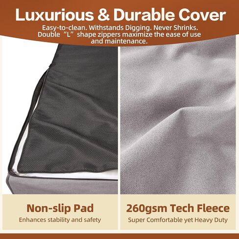 Sytopia 7" Thick Orthopedic Dog Beds for Extra Large Dogs (50" x 34" x 7"), Chew Proof Fabric Cover, 35D Memory Foam Dog Beds with Durable Waterproof Liner & Removable Washable Cover, Grey in Saudi Arabia