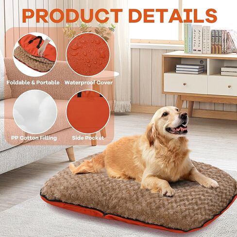 MABOZOO Foldable Travel Dog Bed, Outdoor Camping Dog Bag Bed Dog Pad with Carry Handles, Waterproof Dog Mattress Pet Mat for Small, Medium, and Large Dog Cat Pet (44x32x5inch) in Saudi Arabia