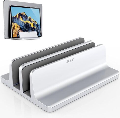 acer Dual Vertical Laptop Stand, Upright Desktop Stand Holder with Adjustable Dock (Up to 15.7''), Aluminum Laptop Rack Storage Desk Organizer for Tablet, MacBook/Samsung/HP/Dell/Chrome Book in Saudi Arabia