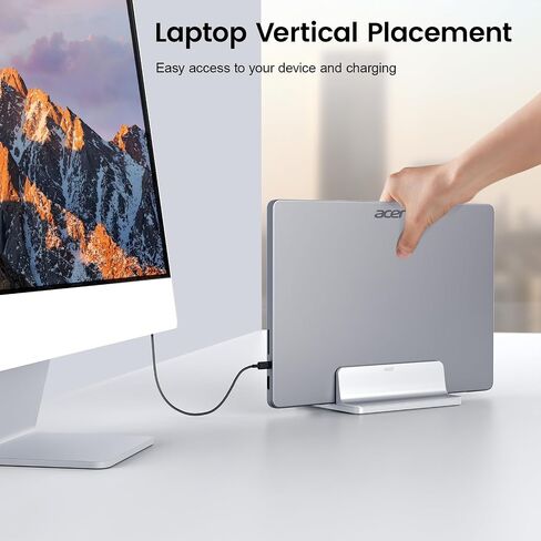 acer Dual Vertical Laptop Stand, Upright Desktop Stand Holder with Adjustable Dock (Up to 15.7''), Aluminum Laptop Rack Storage Desk Organizer for Tablet, MacBook/Samsung/HP/Dell/Chrome Book in Saudi Arabia