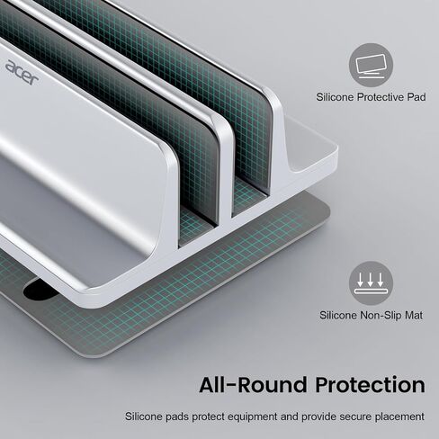 acer Dual Vertical Laptop Stand, Upright Desktop Stand Holder with Adjustable Dock (Up to 15.7''), Aluminum Laptop Rack Storage Desk Organizer for Tablet, MacBook/Samsung/HP/Dell/Chrome Book in Saudi Arabia