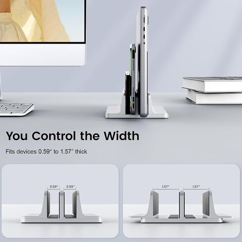 acer Dual Vertical Laptop Stand, Upright Desktop Stand Holder with Adjustable Dock (Up to 15.7''), Aluminum Laptop Rack Storage Desk Organizer for Tablet, MacBook/Samsung/HP/Dell/Chrome Book in Saudi Arabia