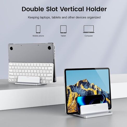 acer Dual Vertical Laptop Stand, Upright Desktop Stand Holder with Adjustable Dock (Up to 15.7''), Aluminum Laptop Rack Storage Desk Organizer for Tablet, MacBook/Samsung/HP/Dell/Chrome Book in Saudi Arabia