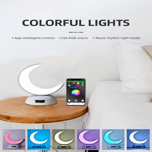مصباح هلالي مع مكبر صوت للقرآن LED 16 نوعًا من الألوان التي تعمل باللمس مصباح ليلي للطاولة مع تطبيق وجهاز تحكم عن بعد لتلاوة القرآن الكريم، هدايا عيد مبارك للحج in Saudi Arabia