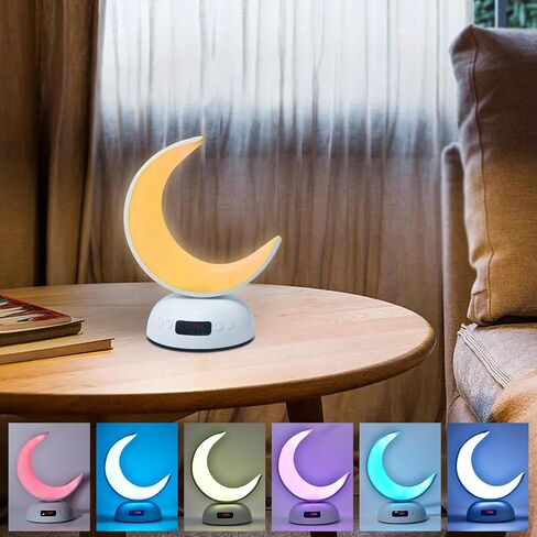 مصباح هلالي مع مكبر صوت للقرآن LED 16 نوعًا من الألوان التي تعمل باللمس مصباح ليلي للطاولة مع تطبيق وجهاز تحكم عن بعد لتلاوة القرآن الكريم، هدايا عيد مبارك للحج in Saudi Arabia