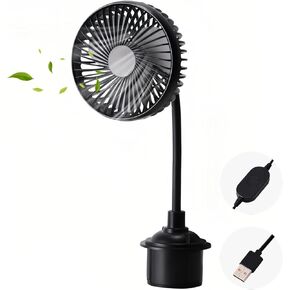 Car Cooling Fan, Powerful Low Noise Car Fan with 3 Speeds, Gooseneck Design 360° Rotation for flexible Adjustment, Portable USB Powered Fan for Car Trucks RVs Bus