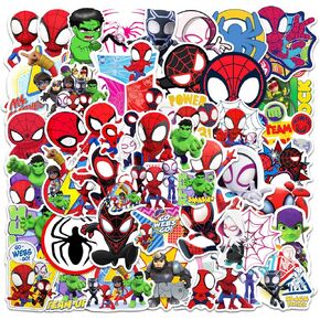 Teens Hero Stickers for Water Bottles Superhero Stickers for Boys Teens Adults Waterproof Vinyl Stickers Bulk for Skateboard Luggage Laptops Bumper Theme Party Supplies (Black)