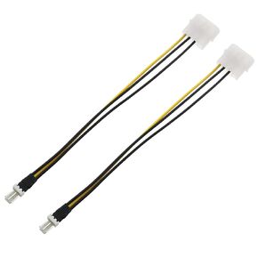 RLECS 2PCS Computer D Type Large 4pin to Motherboard 3pin Case Fan Cable Large 4pin to 3pin Cable Connector Fan Power Adapter Black