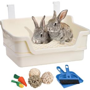 coloch كبير جدا صندوق فضلات الأرانب المدرب مرحاض أرنب، البلاستيك الأرنب قعادة المدرب ركن المرحاض مع صينية تفريغ صندوق عموم الحيوان الصغير للبالغين خنزير غينيا الفئران شينشيلا، أبيض in Kuwait