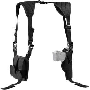 Baldman Shoulder Holster, Double Magazine Pouch, Compatible with Compact to Large Pistols, Adjustable and Universal Fit