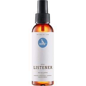animaux vimi Ear Cleaner Good Listener - Ear Cleaner Spray for Sensitive Dog Ears - Ear Care with Camomile, Calendula & Witch Hazel - for Thorough & mild Cleaning - 3.38 Fl Oz