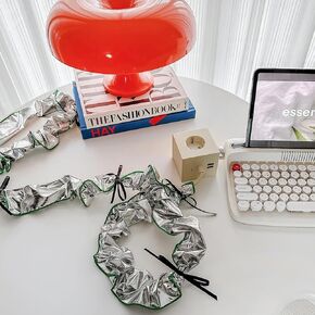 Kamang Silver Fabric Cord Cover with Black Ribbons (2 Packs 9Ft long) Wire Cord Cover for Lamp Lighting, Electirc Wire Protector, Extension Cord Management, Fabric Wire Cord Cover for Desk Arrangement