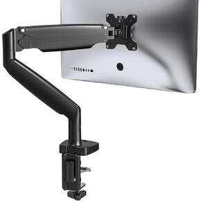 Ultrawide Monitor Arm for 13 to 34 inch Flat/Curved Computer Screen, Gas Spring Single Monitor Mount Holds up to 26.5 lbs, Clamp & Grommet Base, VESA 75x75/100x100mm, White