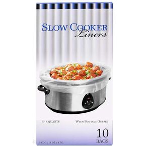 10 Bags Slow Cooker Liners - Fits 5-6 Quarts, 18 x 4 x 14 Inches, 4" Wide Gusset, Large Crock Pot Liners, Multi Use Cooking Bags, Sous Vide