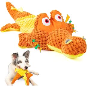Crocodile Squeaky Plush Dog Toys, Interactive Dog Toys with Soft Fabric, Puppy Toys to Keep Them Busy, Dog Chew Toys for Small, Medium, and Large Dogs - Orange