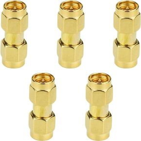 SMA Male to SMA Male, 5-Pack SMA Male to Male Adapter Coupler RF Coaxial Connector for Antenna, Radio, WiFi 2.4,5, 6,