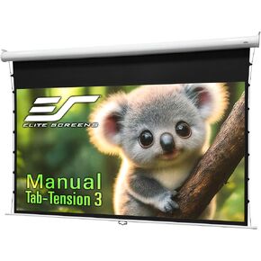 Elite Screens Manual Tab Tension 3, CineWhite®P, 110-INCH with Extra 12" Drop Pull Down Projector Movie Screen Gaming Presentations ISF Certified, MT110XWH3-E12
