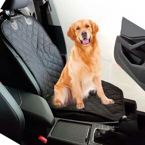 Full Protection Dog Car Seat Cover with Side Flaps Nonslip Scratchproof. Waterproof Front Seat Car Cover Fits for Most Vehicles 1 Pack (Black)
