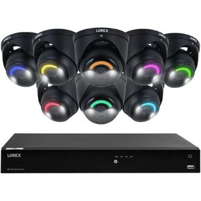 Lorex Fusion 4K 16 Camera Capable (16 Wired or Wi-Fi) 4TB PoE NVR System w/ 8 Dome IP Cameras - Smart Security Lighting & Smart Motion Detection, Active Deterrence, Color Night Vision, IP67 (Black)