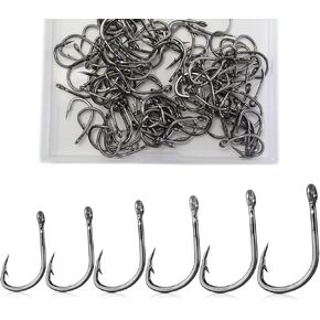 Circle Fishing Hooks, Extra Strong Fish Hook Stainless Steel Fishing Hooks (Box of 100)