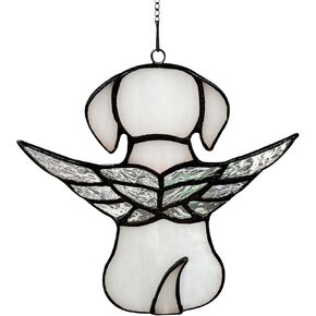 Stained Glass Angel Dog Memorial Gifts for Loss of Dog,Pet Memorial Gifts Suncatcher Ornament for Window Hanging,in Memory of Dog Passing Away Gifts,Pet Sympathy Gifts for Dogs