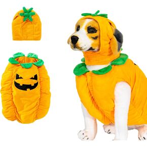 Pumpkin Dog Costume Pumpkin Pet Cosplay Outfits Hat Cute Novelty Pet Halloween Costume Party Favors Birthday Clothes Cats Dogs Orange (Pumpkin Dog Costume, X-Large)