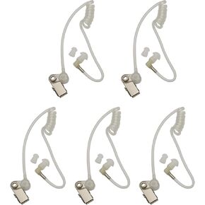 5Pcs Flexible Spring Air Tube Replacement Walkie Talkie Earphone Earpiece Coil Acoustic Air Tube for Two-Way Radio Headsets (White)