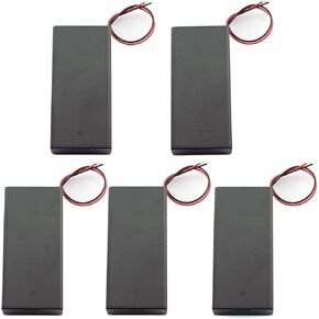 Tegg 5PCS Power 18650 Battery Storage Case DIY Batteries Clip Holder 2 SlotsX3.7V with Wire Lead Pin ON/Off Toggle Switch
