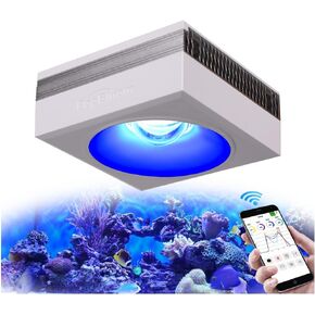 PopBloom WiFi Aquarium LED 100W Reef Light, APP Program Full Spectrum Marine Aquarium Light for SPS/LPS Coral Reef Growing Saltwater Fish Tanks (1 lamp with Hang Kit)