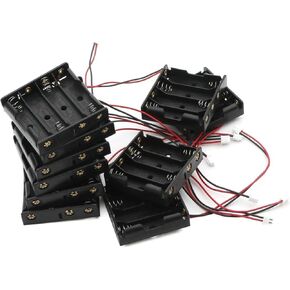 AA Battery Holder, 4-Slots 6V Battery Holder Case Storage Box with XH-2P (2.54mm) Connection, Pack of 10