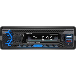 Single Din Car Radio with Bluetooth,7 inch Car Stereo MP3 Player,Dual USB, Aux-in,Car FM,Car Audio System,Voice Control,Hands Free Calling,Aftermarket car Radio,Subwoorf/BT/SWC,Fast Charging