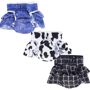 Washable Female Dog Diapers, Reusable Doggies Diapers and Puppies Dogs Heat Panties for Girl Dogs Periods (X-Large (Pack of 3), Mermaid)