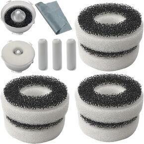 Compatible Foam and Carbon Rings Replacement for Biorb Filter Set (6 piece of carbon foam, 6 piece of regular foam, 3 piece air Stone and 1 piece cleaner pad)