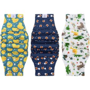 CuteBone Male Dog Diapers Washable with Snaps Doggie Belly Band Reusable 3pcs a Pack for Male Dogs Wraps KDM04S