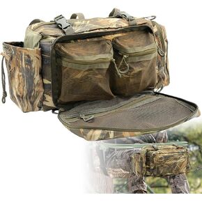 PUNCHMAN Camouflage Treestand Front Storage Bag-Waterproof Camo Hunting Pack Hang on Tree Stands,Multiple Pockets Hunting Fanny Pack with Hip Straps Waist Bag for Men, Hunters, Tree Stand Accessories