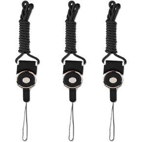 3Pcs Detachable Cell Phone Neck Lanyard Strap - Ideal for Cellphone,ID Card Badge,Camera,iPod,Mp3,PSP,USB Flash Drive and Any Other Electronic Devices with a Lanyard Hole-Black