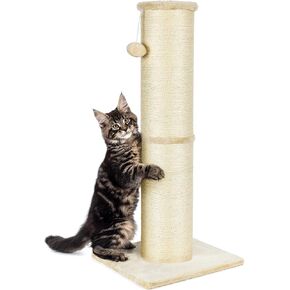 PAWSCRAT Cat Scratching Post 32 Inch High, 5.5 Inch Large Diameter Natural Sisal Cat Scratch Post, Scratch-Resistant and Durable Tall Cat Scratcher for Indoor Cats, Protect Your Furniture, Yellow