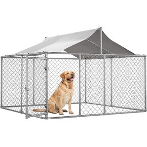 10×10FT Outdoor Dog Kennel, Outdoor Dog House with Cover Roof & Lock, Outdoor Dog Enclosure for Backyard, Garden
