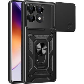 Ysnzaq Armor Case for Xiaomi Poco F6 Pro/Redmi K70 Pro, Military Grade Durable Shockproof Protective Phone Case with Kickstand for Xiaomi Redmi K70 Pro/Poco F6 Pro SJ Black