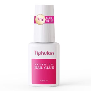 Super Strong Nail Glue for Press On Nails, Acrylic Nails, Nail Tips - TIPHULAN Professional Brush On Nail Glue Easy Application, Durable & Long-Lasting Fake Nail Glue, 0.23 oz for Each Glue(6PCS)