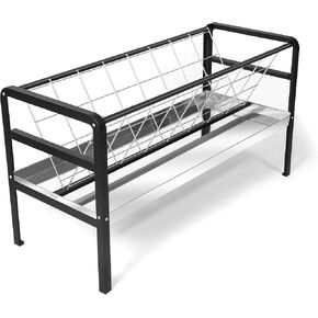 Goat Hay Feeder, Pasture Hay Grain Feeder for Goats, Outdoor Hay Feeder 2 in 1 with All Steel Frame for Goat,Sheep, Miniature Horses and Small Livestock
