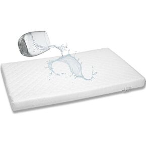First Essentials Baby Bassinet Cradle Mattress Oblong 15" x 33" Breathable Foam Interior Waterproof Padded Design.