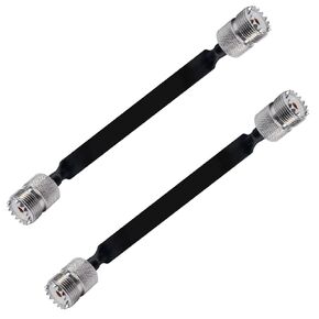 2 Pack 40cm RF Coaxial Cable Window/Door Pass Through Flat Cable, SO239 UHF Female to UHF Female,50 Ohm, Pigtail Extension Cord
