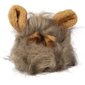 Lion Mane Wig, Cotton Fluffy Authentic Design Funny Lion Mane Hat Adjustable Washable Easy to Wear Lion Mane Costume for Cat Small Dog Halloween Christmas (Light Brown)