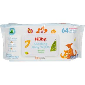 Dr. Talbot's Soothing Baby Wipes Naturally Inspired with Chamomile Aloe and Citroganix (Fragrance Free/Extra Thick), Unscented, 64 Count
