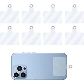 8 pcs D-Buckle Phone Tab Replacement Part Universal Smartphones Tether Tab PVC Transparent Phone Tether Tab for Smartphones Lanyard Compatible with Most Smartphone